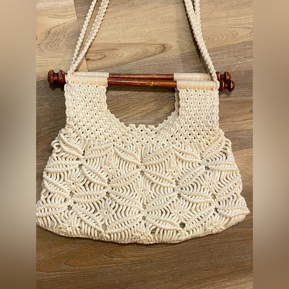 Vintage 60s 70s Macrame Handbag - Picture 1 of 6